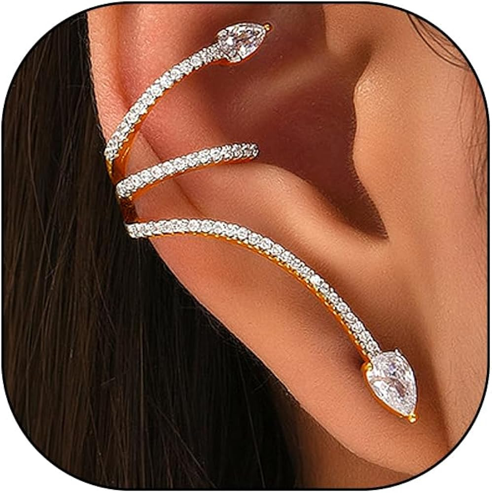 Glitter Rhinestone Ear Cuff Earrings for Women,Unique Multilayer Cartilage Ear Climber Earrings,T... | Amazon (US)