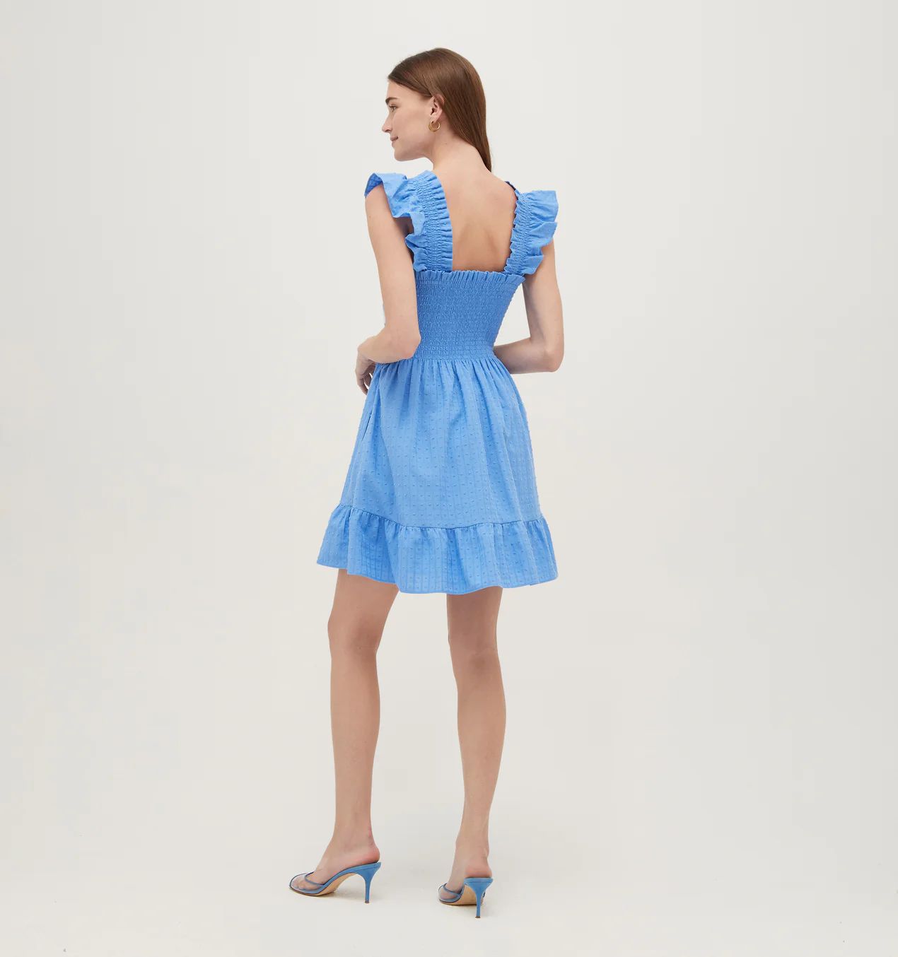The Elizabeth Nap Dress - Hydrangea Blue Textured Clip Dot | Hill House Home