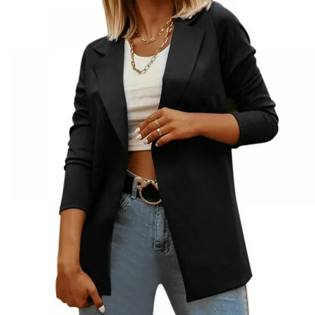 Women s Long-sleeved Cardigan Office Suit Jacket Ladies Blouse Business Casual Coat | Walmart (US)