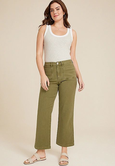 Patch Pocket High Rise Wide Leg Pant | Maurices