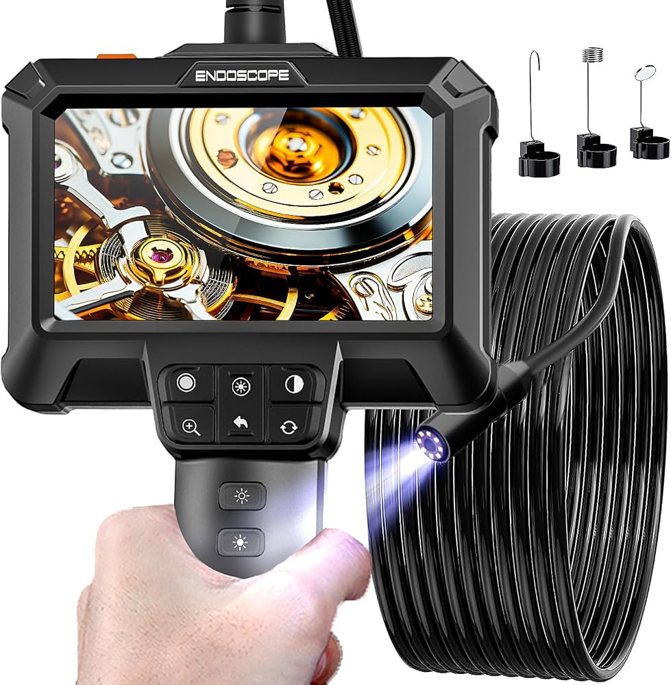 Endoscope Camera with Light - IP67 Waterproof Borescope Camera with 8 Adjustable LED Lights | 4.3... | Amazon (US)