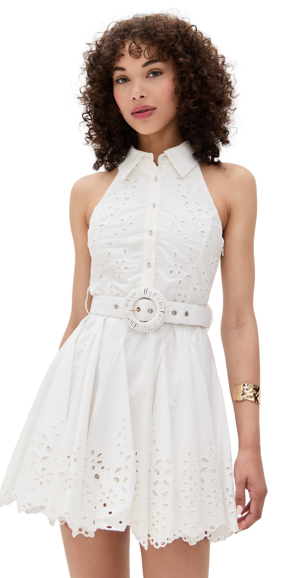 Hemant and Nandita Short Dress with Buckle Belt Off White L | Shopbop