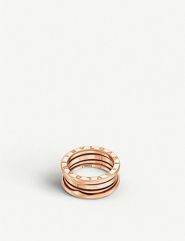 BVLGARI B.zero1 three-band 18kt pink-gold ring | Selfridges
