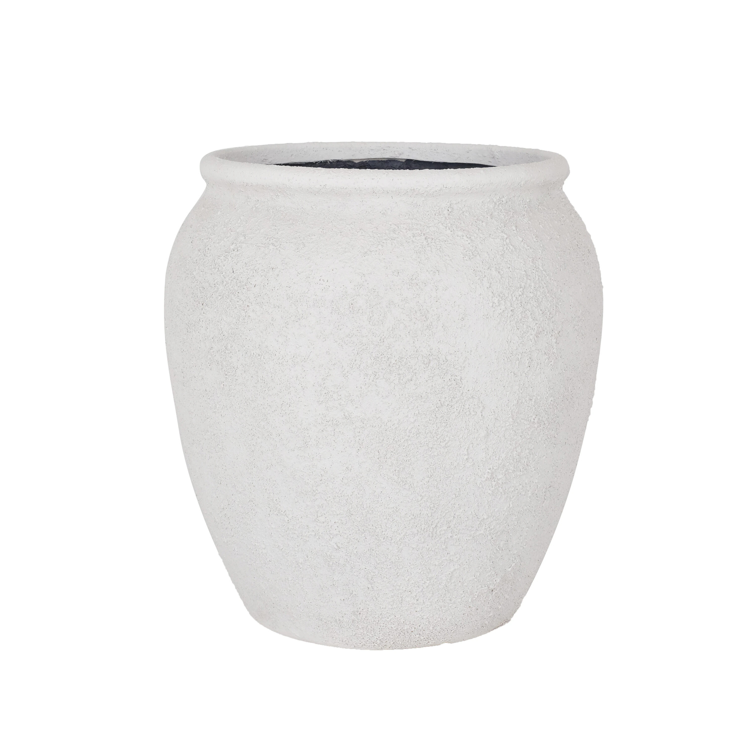 allen + roth Round 16.25-in W x 16.25-in L White Stone Outdoor Self Watering Planter | PF10209 | Lowe's