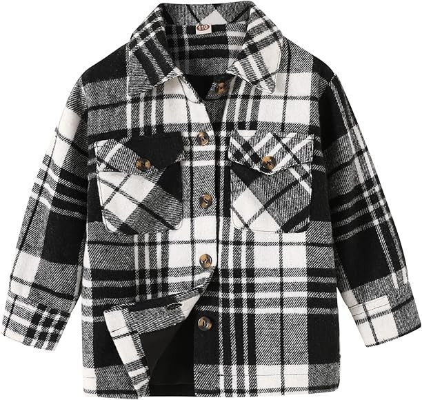 YOUNGER TREE Kids Little Girls Baby Plaid Shacket Flannel Jacket Button Down Shirt Girls Winter C... | Amazon (US)