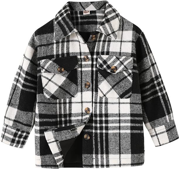 YOUNGER TREE Kids Little Girls Baby Plaid Shacket Flannel Jacket Button Down Shirt Girls Winter C... | Amazon (US)