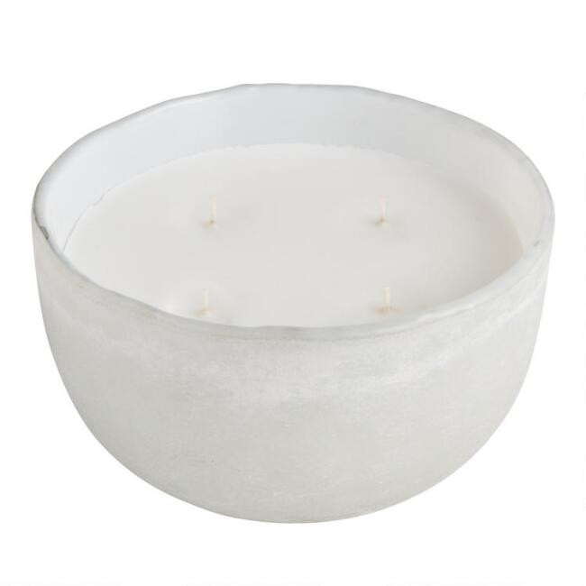 White Frosted Glass 4 Wick Citronella Candle | World Market