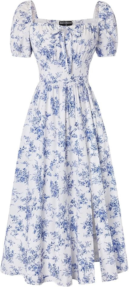 Scarlet Darkness Women's Floral Corset Dress with Split 2026 Summer Spring Square Neck Midi Milkm... | Amazon (US)