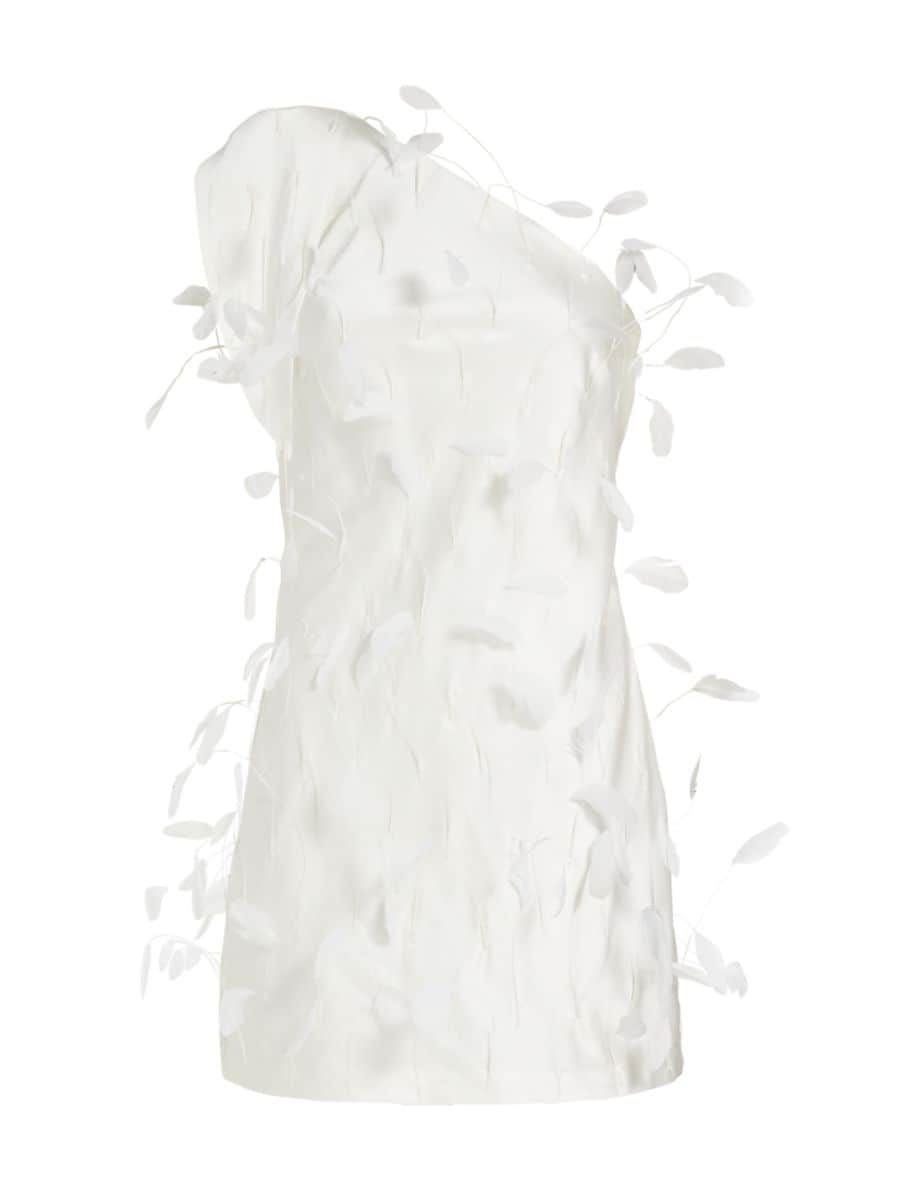 Hayes Feather-Trimmed Silk Minidress | Saks Fifth Avenue