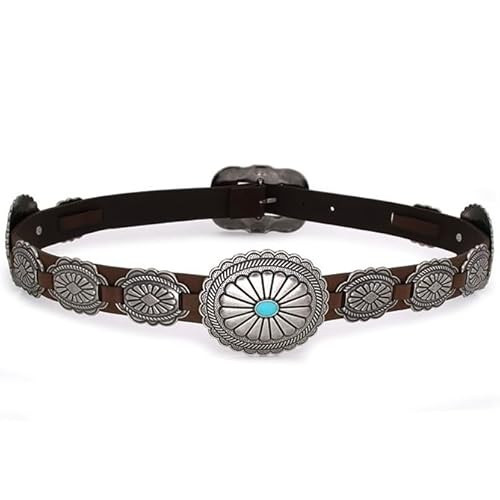 Alavuss Western Belts for Woman Cowgirl Concho Belts Country Concert Rodeo Outfits Women Turquoise Belt for Jeans Dresses Brown | Amazon (US)