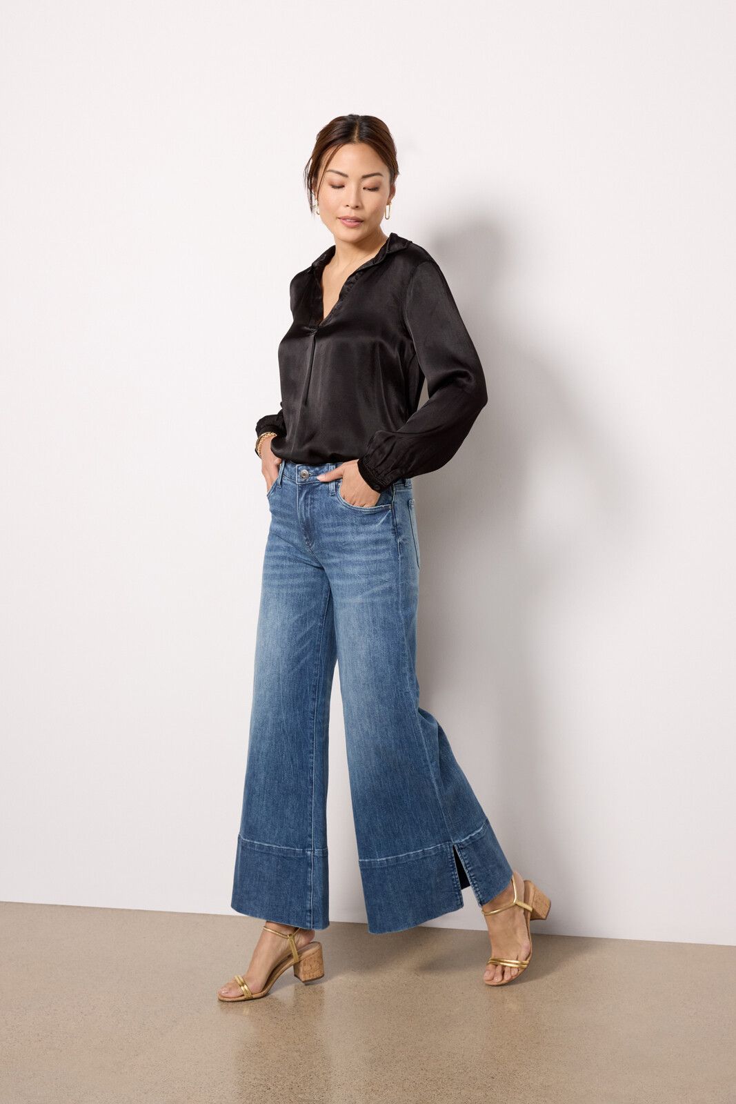Goldie Wide Leg with Exaggerated Hem | EVEREVE