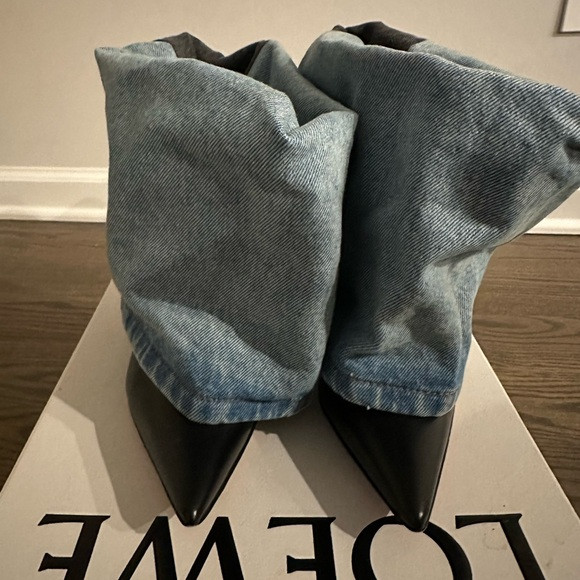 Denim and Black Pointed Boots | Poshmark