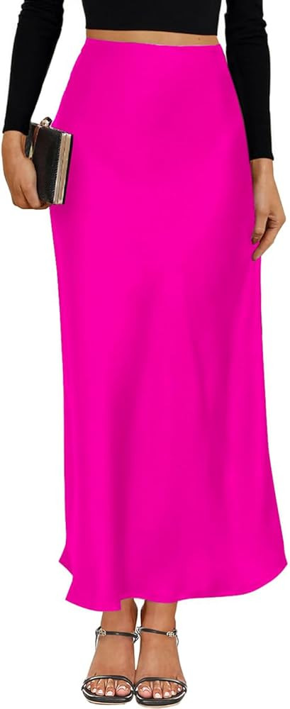 VividMosaic 2026 Satin High Waisted Maxi Skirt Silk A-Line Spring Summer Casual Long Skirts for W... | Amazon (US)