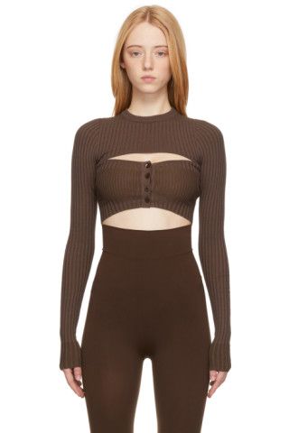 Brown Cut-Out Crop Top | SSENSE