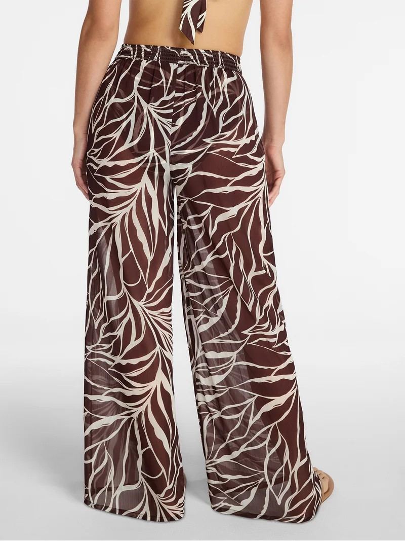 Time and Tru Women's and Women's Plus Wide Leg Coverup Pants, Sizes XS-3X | Walmart (US)