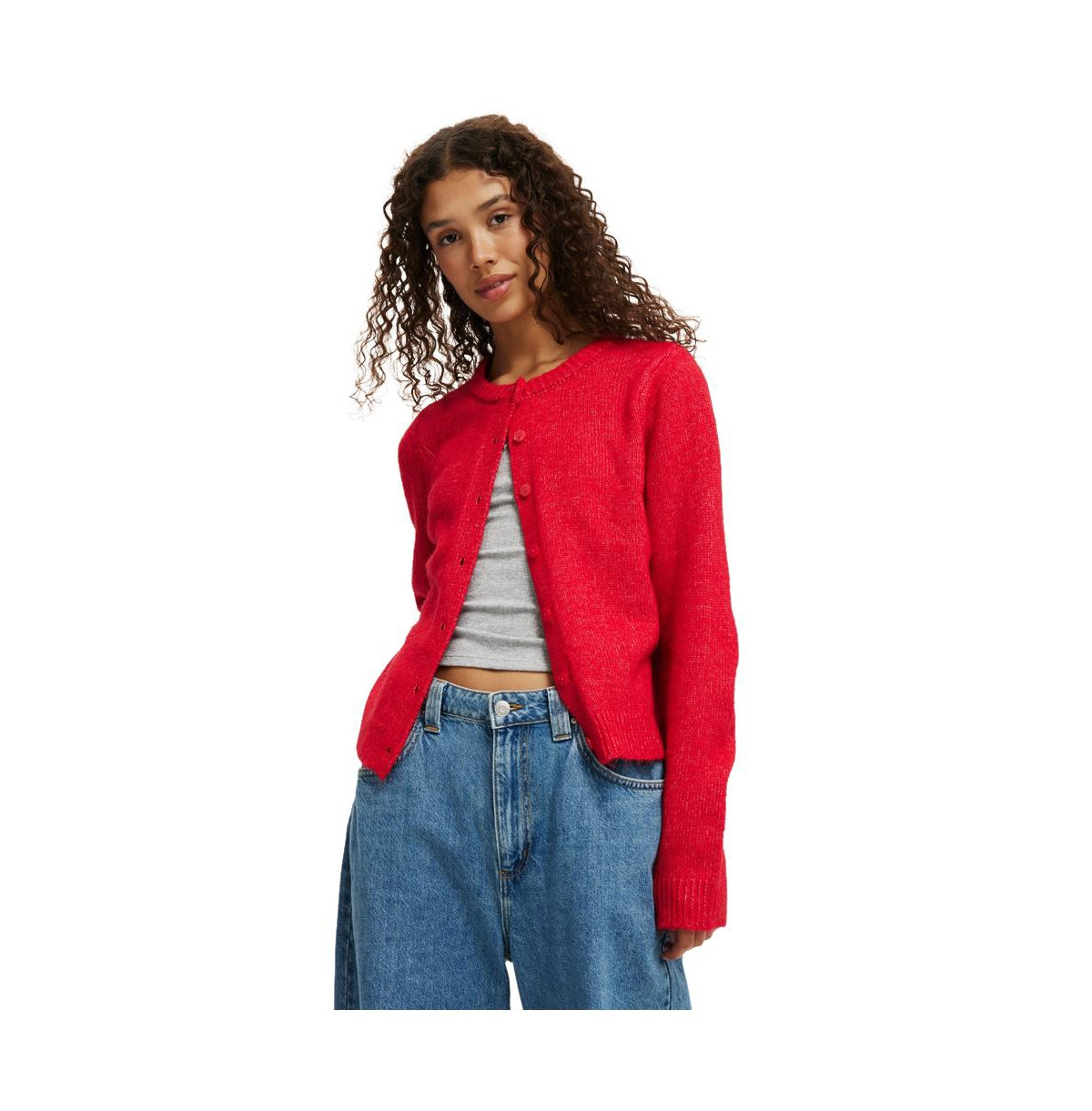 Cotton On Women's Luxe Crew Button Cardigan - Rebel red | Macy's