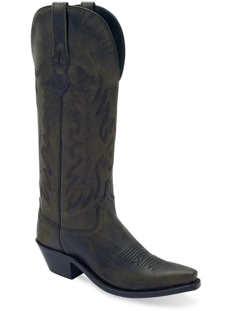Old West Womens Western Black Leather Cowboy Boots 7 B | Walmart (US)