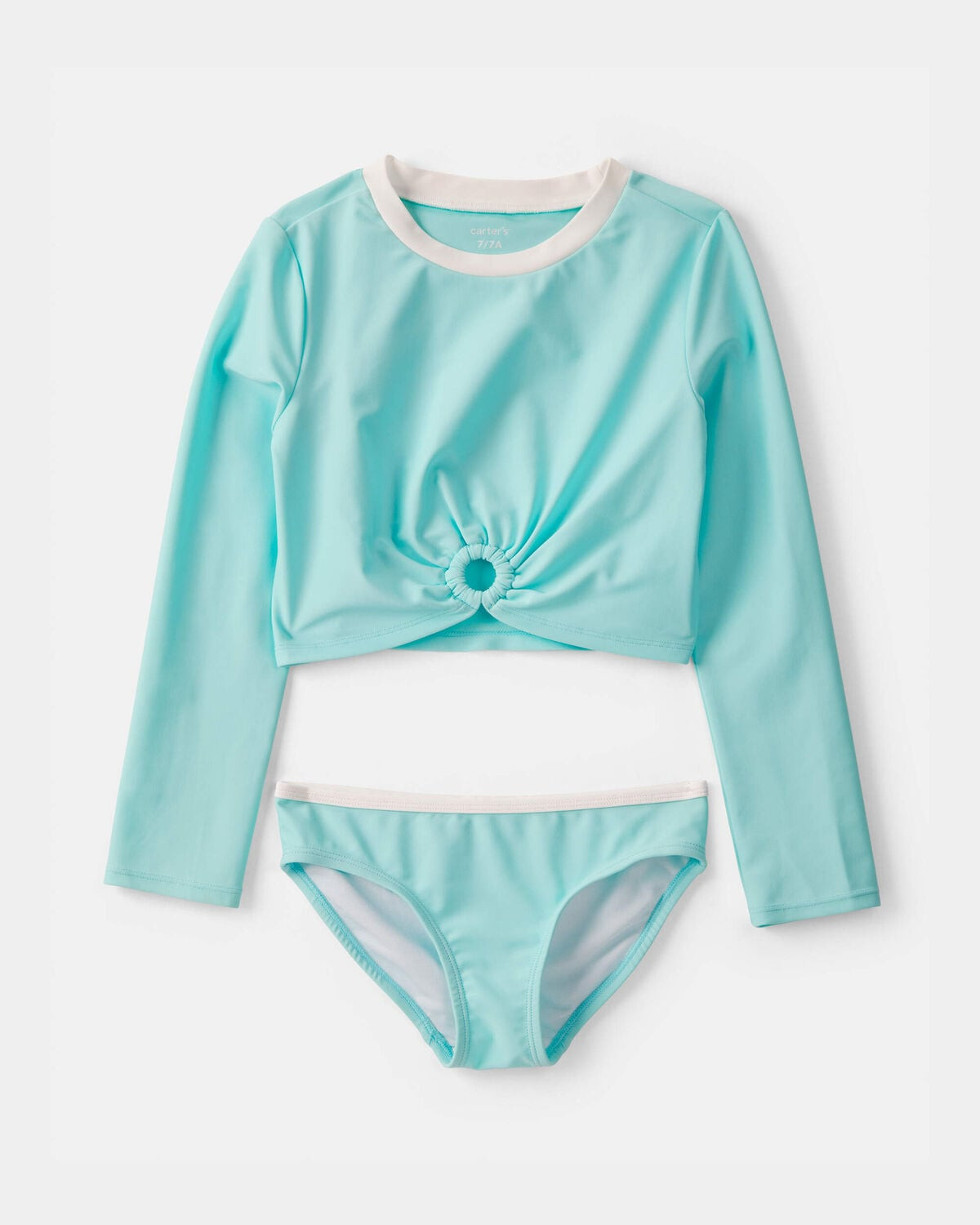 Girls 2-Piece Long-Sleeve Rashguard Swimsuit Set - Turquoise | Carter's Inc