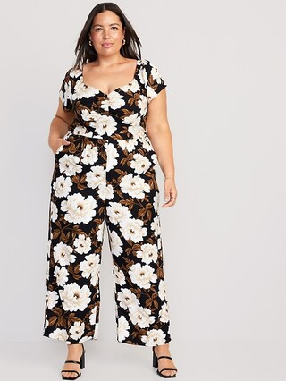 Fit &amp; Flare Flutter-Sleeve Jumpsuit for Women | Old Navy (US)