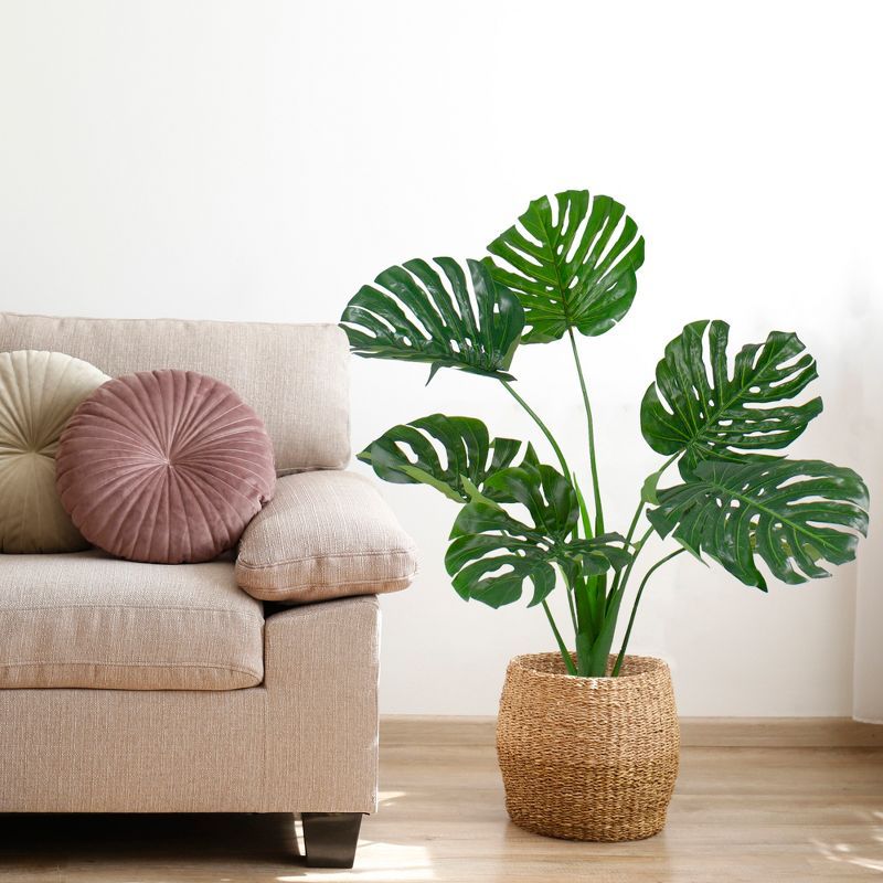 Northlight 35" Potted Green Wide Leaf Monstera Artificial Floor Plant | Target