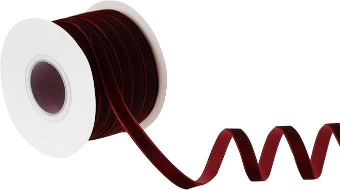 Burgundy Velvet Ribbon 3/8 Inch Single Face Thin Velvet Ribbon for Gift Wrapping, Maroon Ribbon W... | Amazon (US)