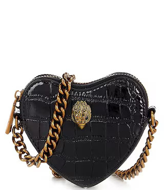 Croco Leather Bronze Metal Heart Crossbody Bag | Dillard's