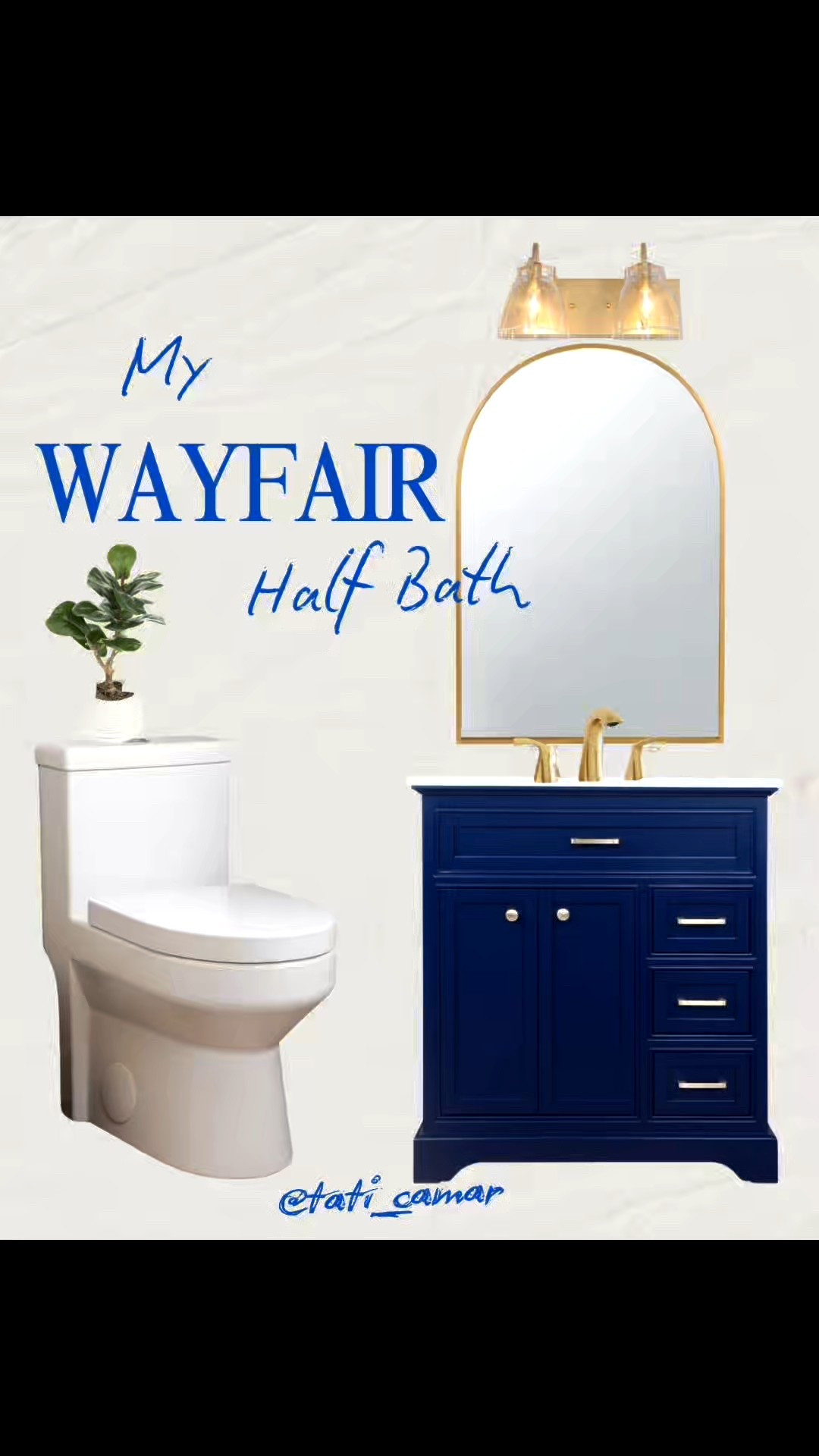 This is hands down my favorite bathroom in the house.

The blue vanity paired with gold finishes makes this small half bath feel so elevated and intentional. Proof that you don’t need a big space to make a big statement. 💙✨
Everything you see is linked in my Wayfair + LTK—easy upgrades, huge impact. @Wayfair 

#LTKmomlife #LTKHome #LTKvlog