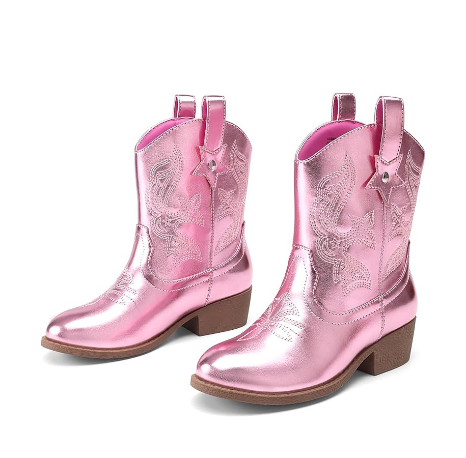 DREAM PAIRS Girls Cowgirl Boots Cowboy Boots with Low Heel Western Embroidered Fashion Mid Calf S... | Amazon (US)