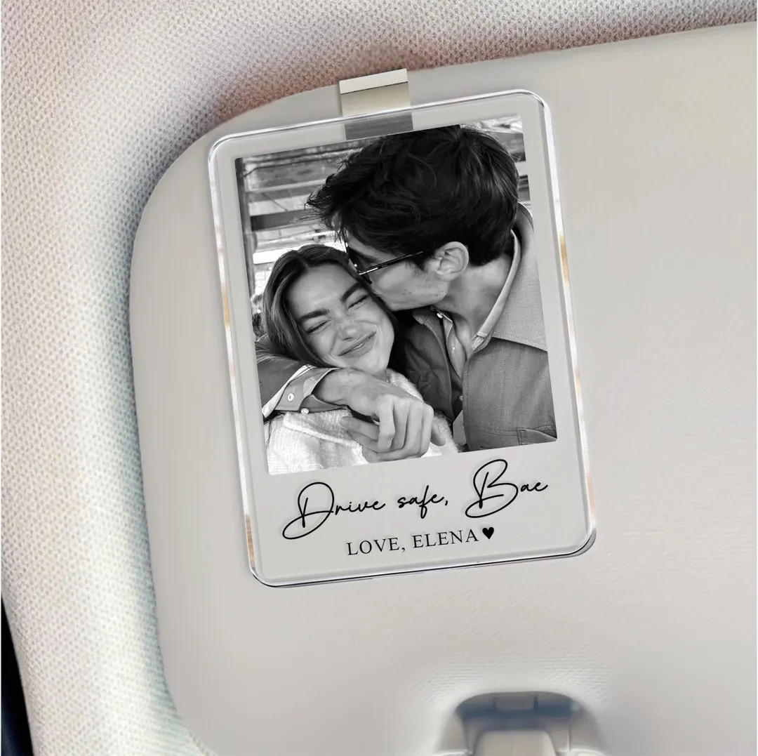 Personalized Couple Photo Car Visor Clip, Drive Safe I Love You, Valentines Gift for Him, Gifts f... | Etsy (US)