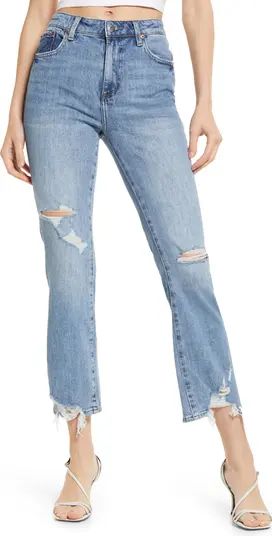 Lennon Distressed High Waist Ankle Bootcut Jeans | Nordstrom