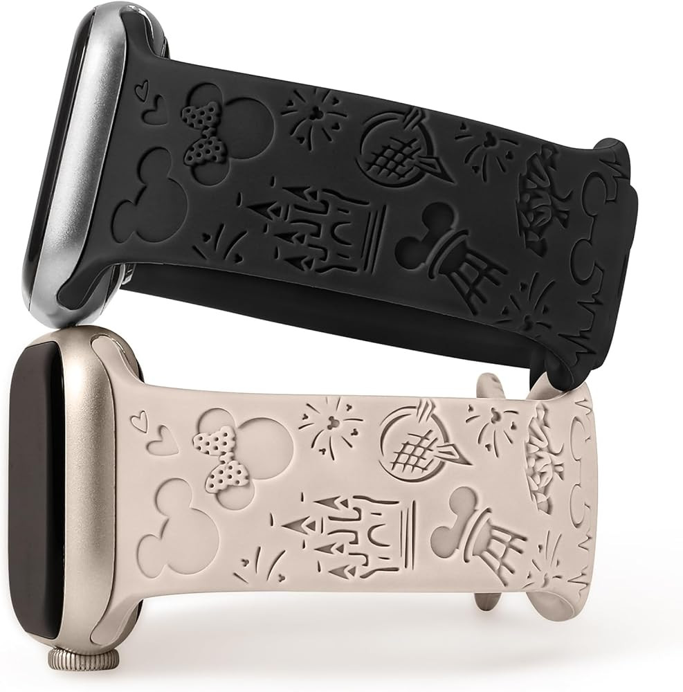 2 Packs Cartoon Engraved Bands Compatible with Apple Watch 41/40/38mm 45/44/42/49mm Women Men, So... | Amazon (US)