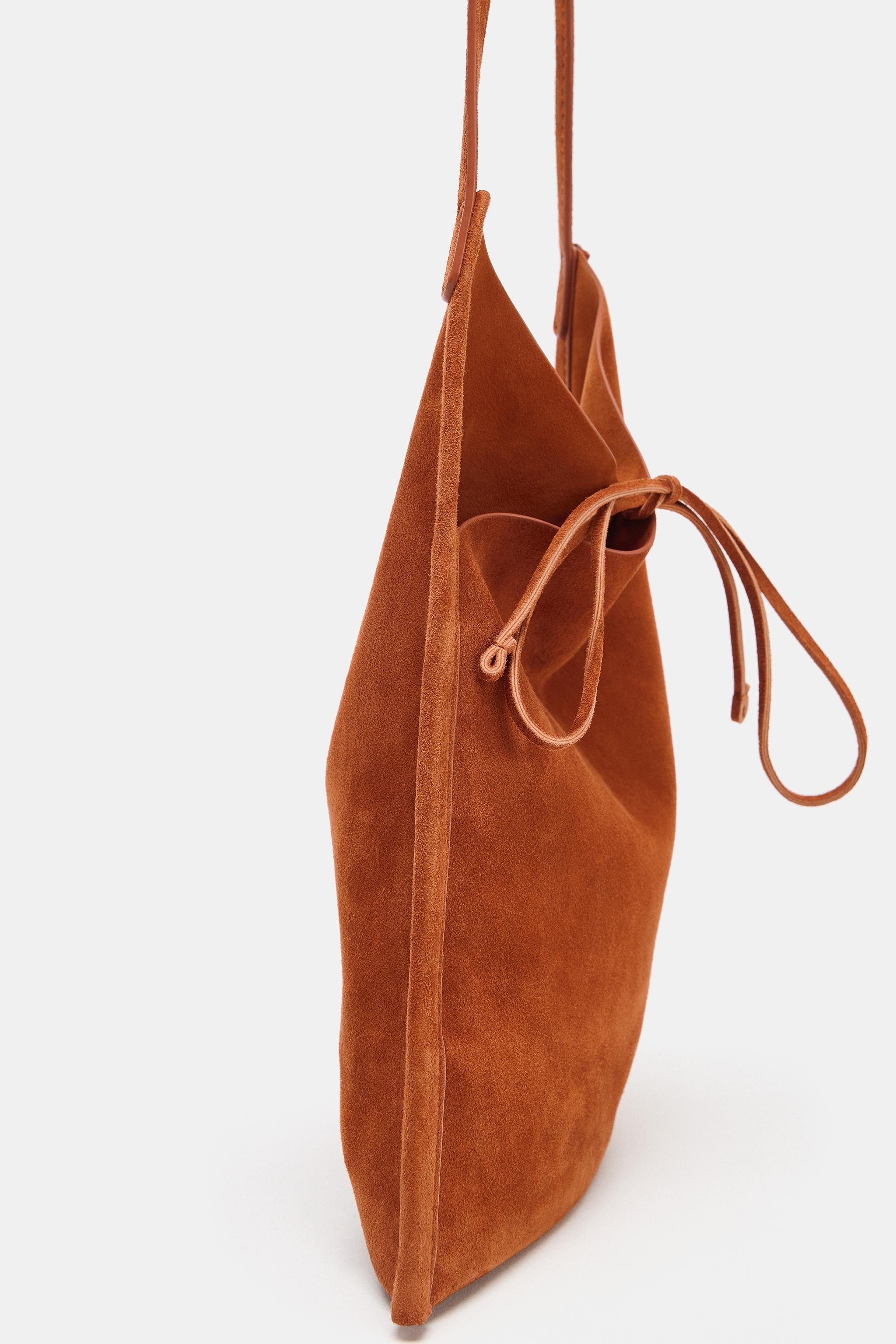 LEATHER MINI FLAT BAG WITH BOW | Zara UK
