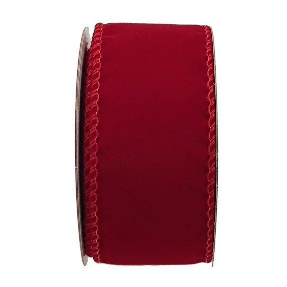 Red Velvet Wired Christmas Ribbon, 1.5" x 15', by Holiday Time - Walmart.com | Walmart (US)