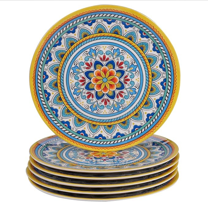 Certified International Portofino 11" Melamine Dinner Plate, Multi Colored, Large, Set of 6 | Amazon (US)