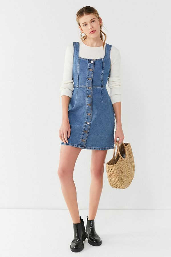 UO Button-Down Denim Mini Dress | Urban Outfitters (US and RoW)