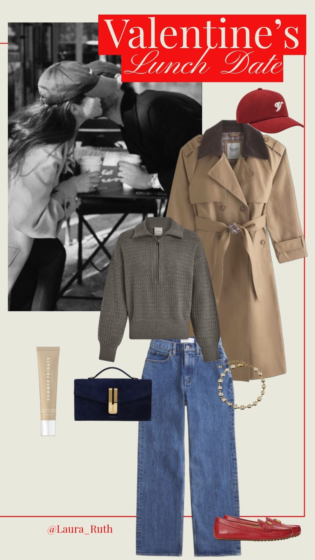 A classic Valentine’s lunch look that feels chic and understated, blending soft neutrals, tailored denim, gold accents, and a pop of red for timeless, French-inspired elegance. ♥️☕️ 

#LTKjeans #LTKdatenight #LTKuk
