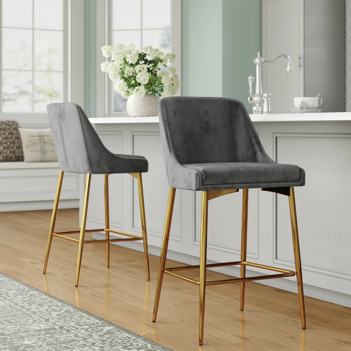 Ellenberger Upholstered Counter Stool with Metal Frame (Set of 2) | Wayfair North America