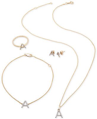 Diamond Initial Jewelry Collection in 14k Gold | Macys (US)
