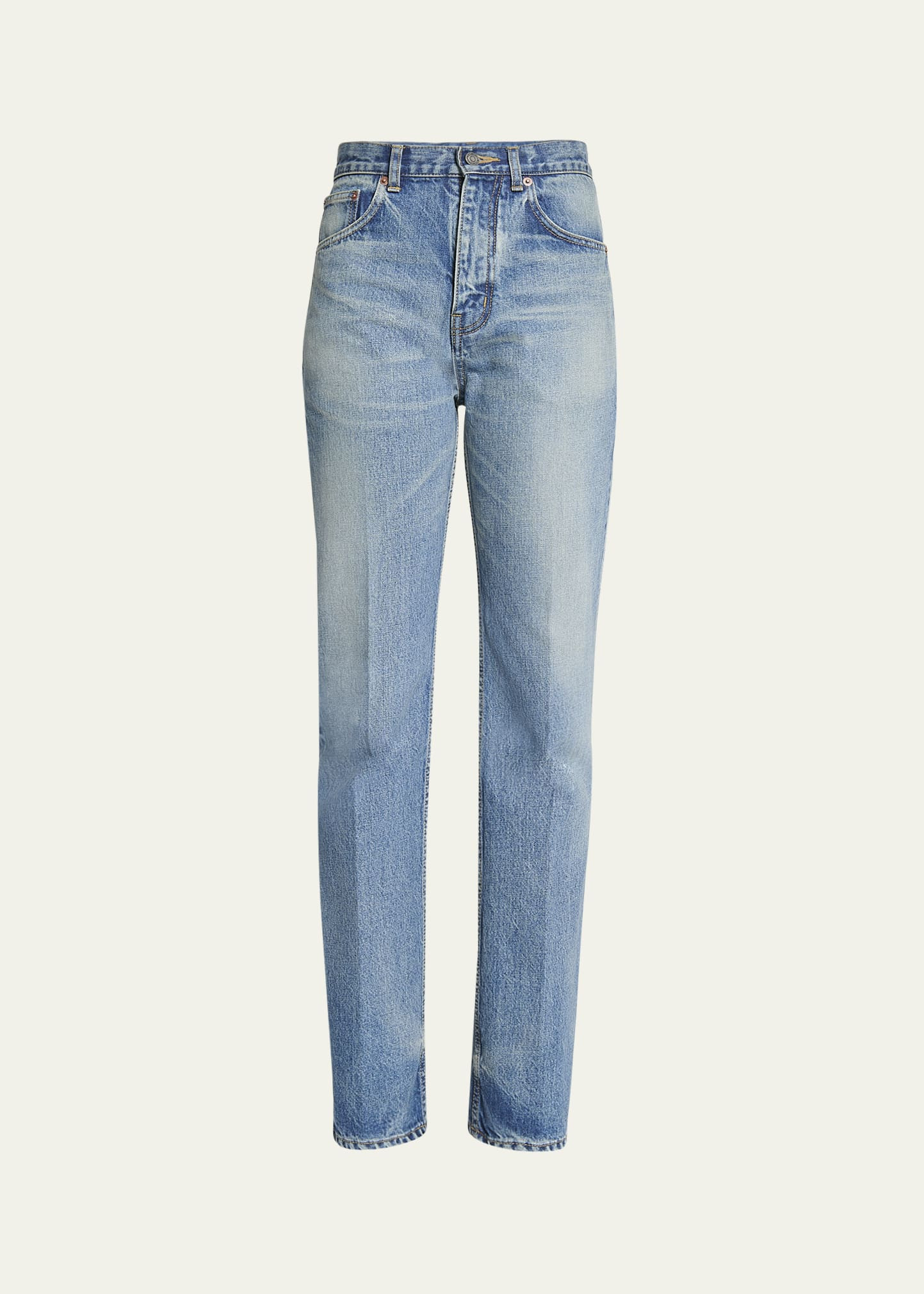 Saint Laurent High Waisted Straight Leg Denim Pants | Bergdorf Goodman