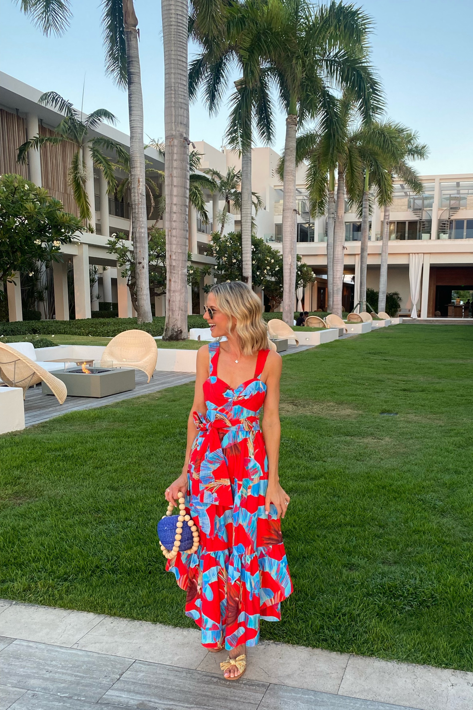 open lace back dress Palm Tree Cutwork Midi Dress – FARM Rio main image 1
