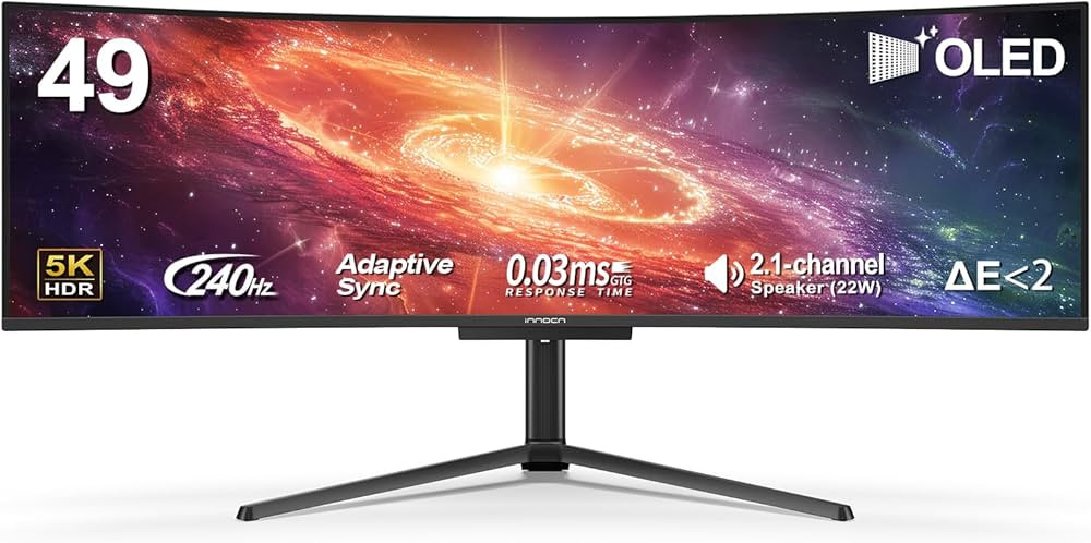 INNOCN 49" 49Q1S OLED Curved Gaming Monitor 5120 x 1440p 240Hz, 0.03ms, USB Type C 90W, HDMI 2.1,... | Amazon (US)
