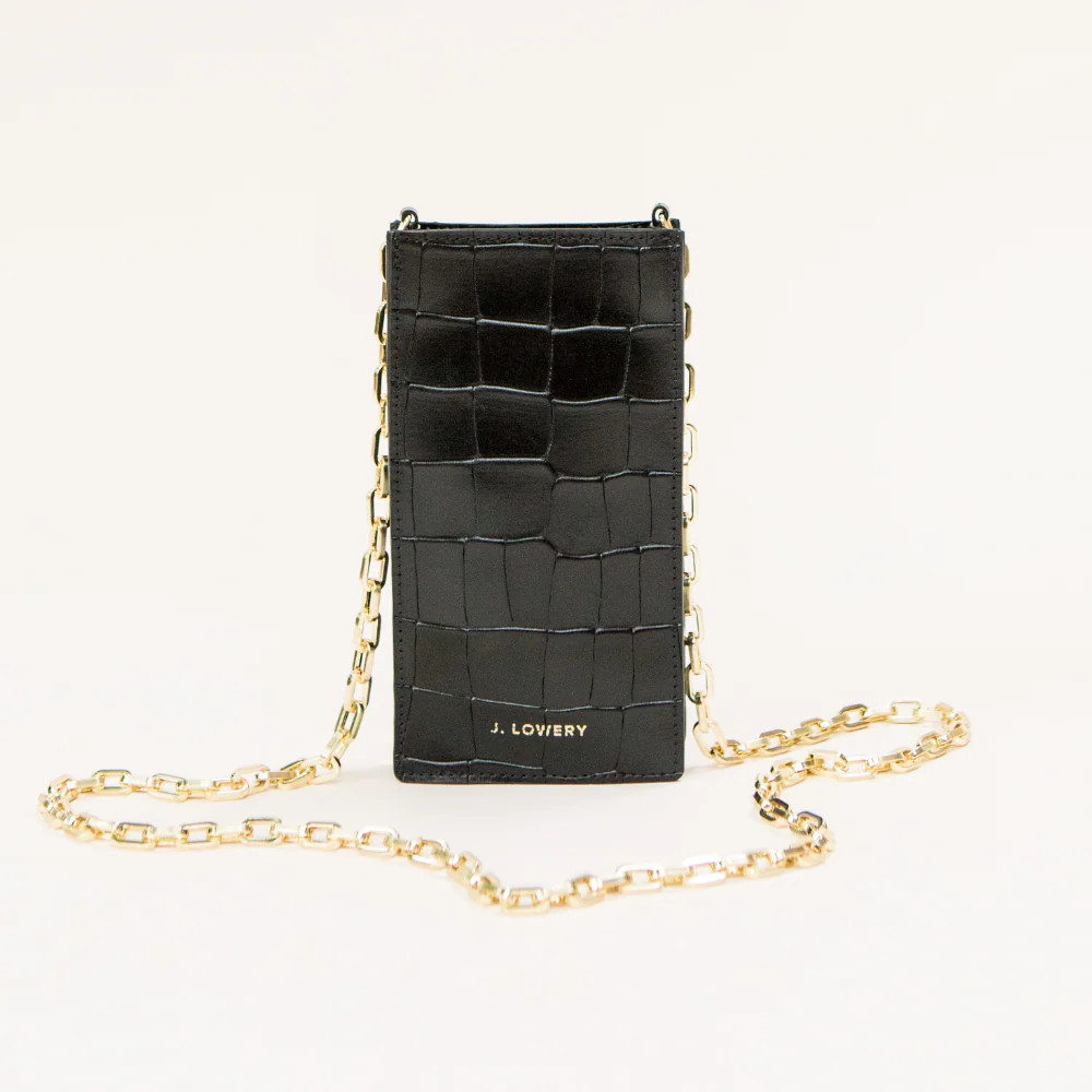 J. LOWERY PHONE POUCH | Black Croc | J. LOWERY