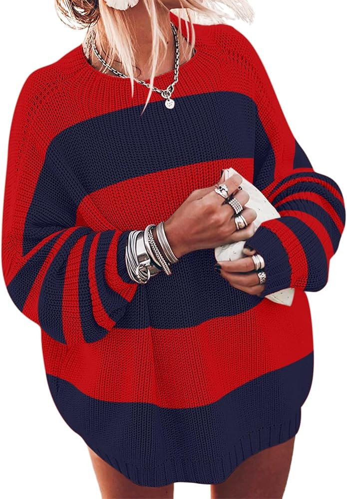 Ugerlov Women's Oversized Sweaters Batwing Sleeve Mock Neck Jumper Tops Chunky Knit Pullover Swea... | Amazon (US)