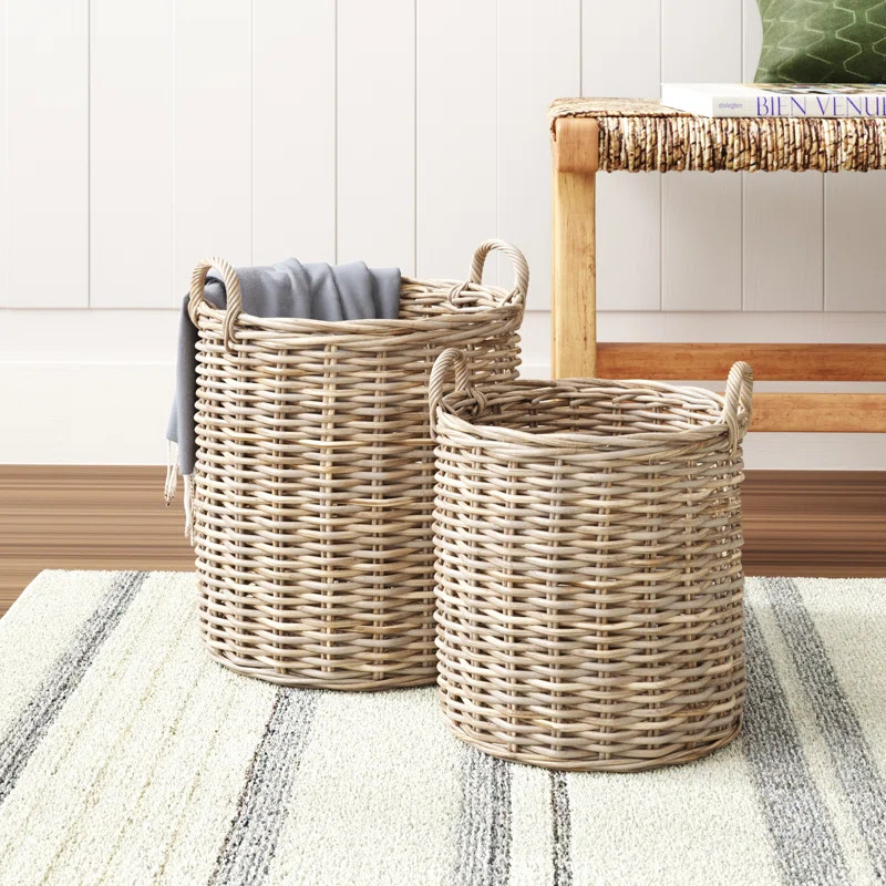 2 Piece Rattan Basket Set | Wayfair North America