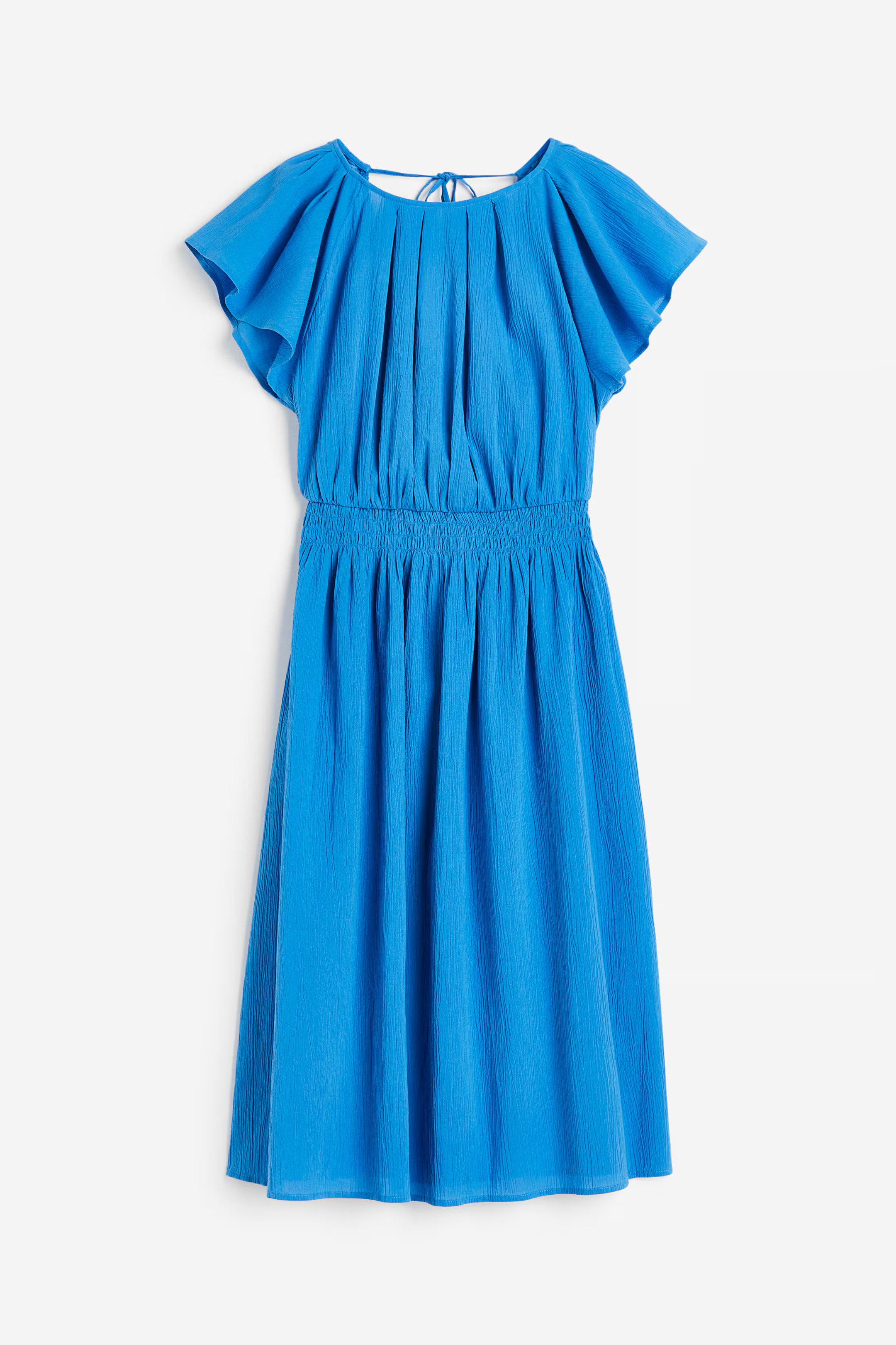 Gecrinkeltes Baumwollkleid - Rundausschnitt - Kurzarm - Blau - Ladies | H&M AT | H&M (DE, AT, CH, NL, FI)