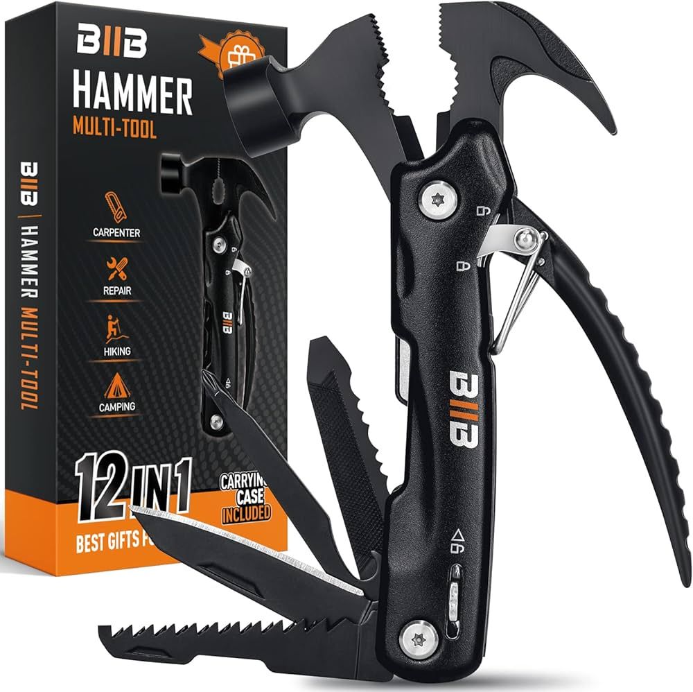 BIIB Stocking Stuffers Gifts for Men, 12 in 1 Hammer Multitool Camping Essentials, Mens Gifts for... | Amazon (US)