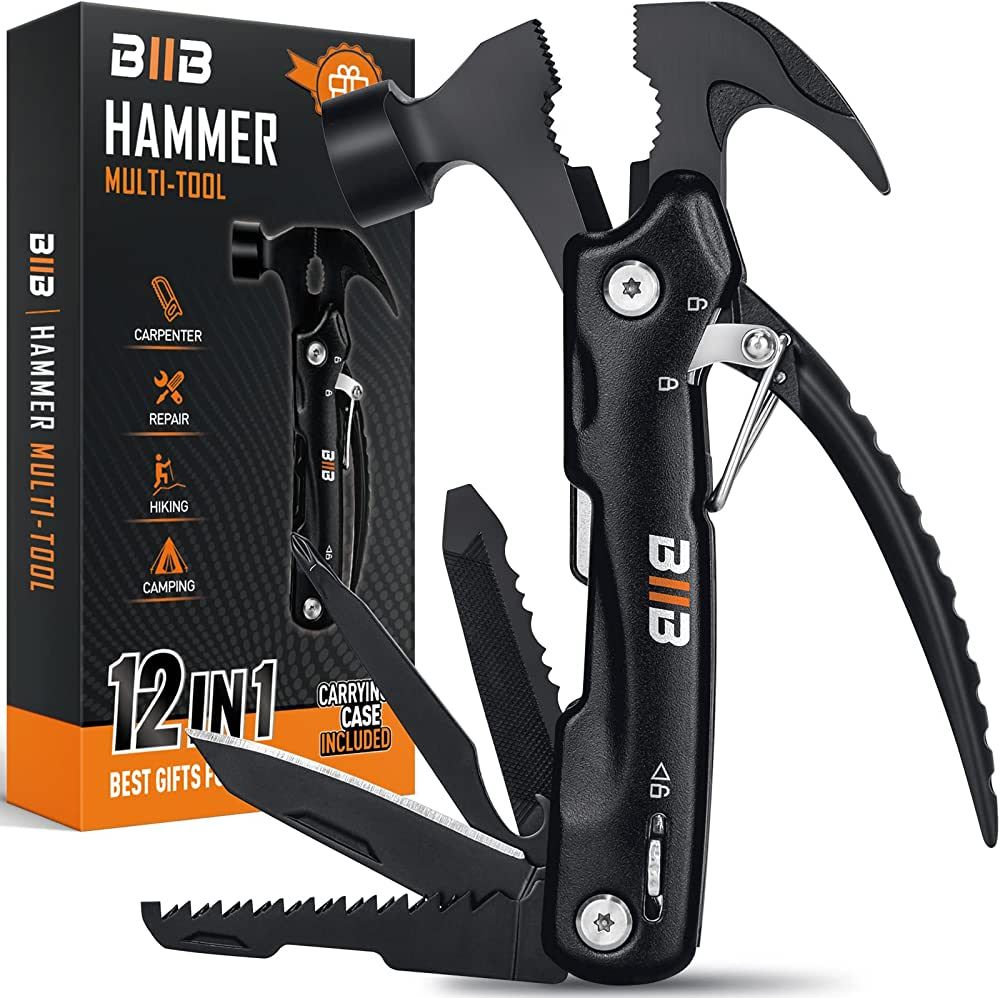 BIIB Stocking Stuffers Gifts for Men, 12 in 1 Hammer Multitool Camping Essentials, Mens Gifts for... | Amazon (US)