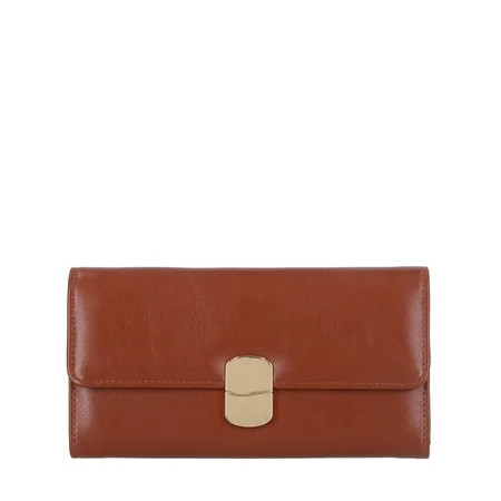 Time and Tru Women's Piper Clutch Wallet, Solid Cognac | Walmart (US)