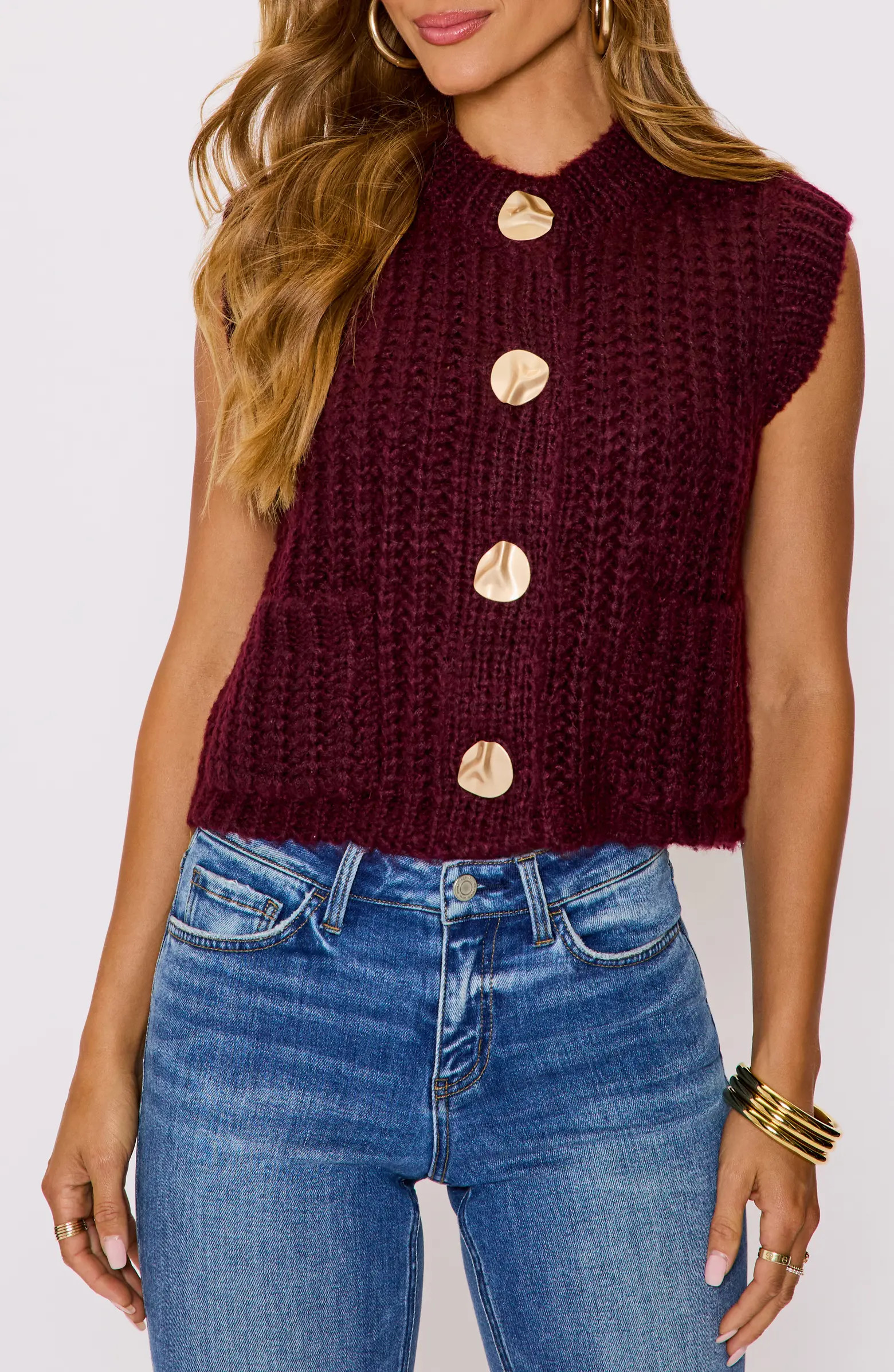 Daphne Hammered Button Sweater Vest | Nordstrom
