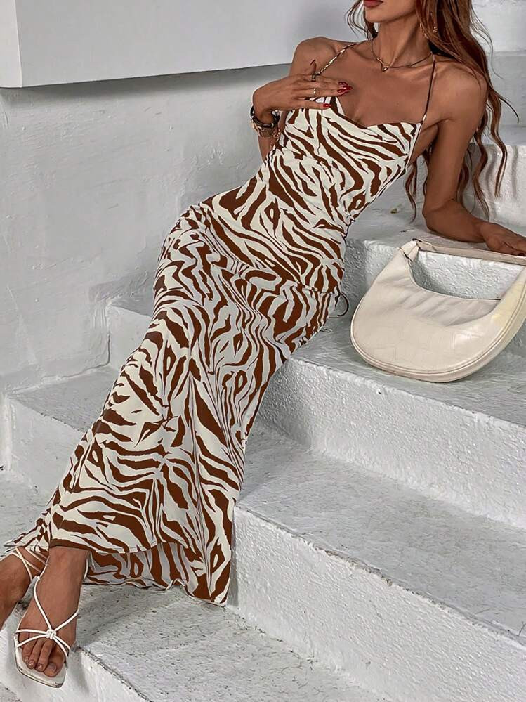 Brown Zebra Print Dress | SHEIN